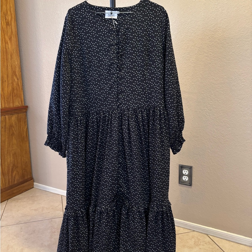 Dainty Jewells Black and White Polka Dot Midi Dress
